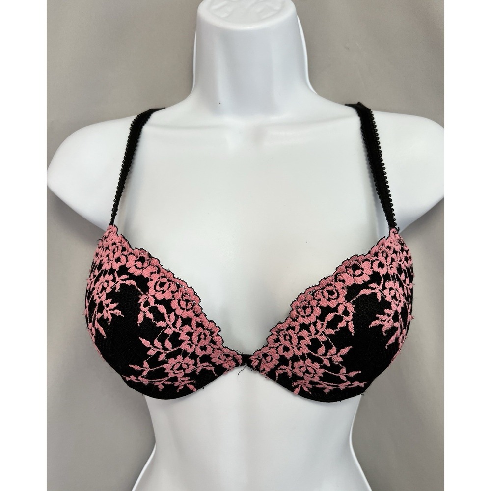 wacoal‎ bra Embroidered Sz 32 C Pink Black Women's